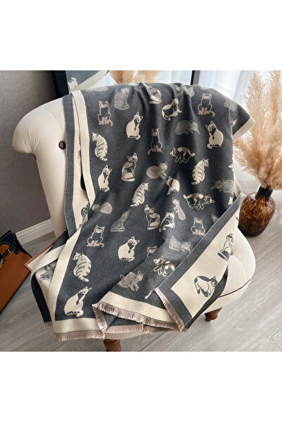 Choice1 GRAY Elegant Ladies' Animal Cat Pashmina Autumn Winter Thick Warmth D...