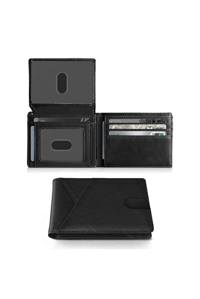 choice2 QB391-Black RFID Carbon Fiber Ultra-thin Trifold Wallet Simple Front ...