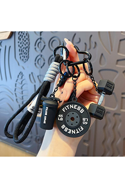 Choice1 black Mini Barbell Plates Keychain with D-shaped Buckle Water Cups Si...