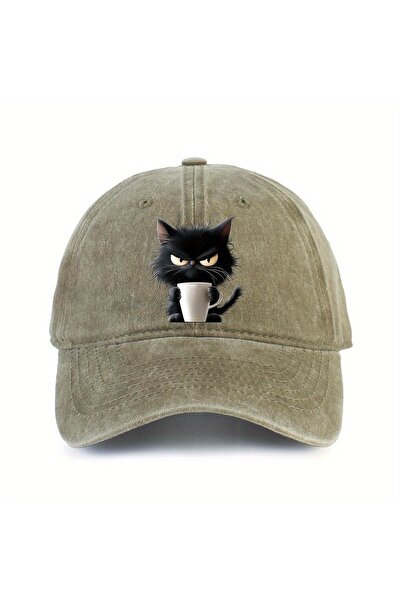 Choice1 Khaki Cute cat printed baseball cap is a must-have for daily leisure,...