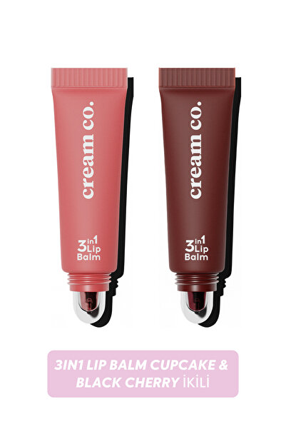Cream Co. Cupcake & Black Cherry 3in1 Lip Balm Seti Nemlendirici Parlatıcı Du...