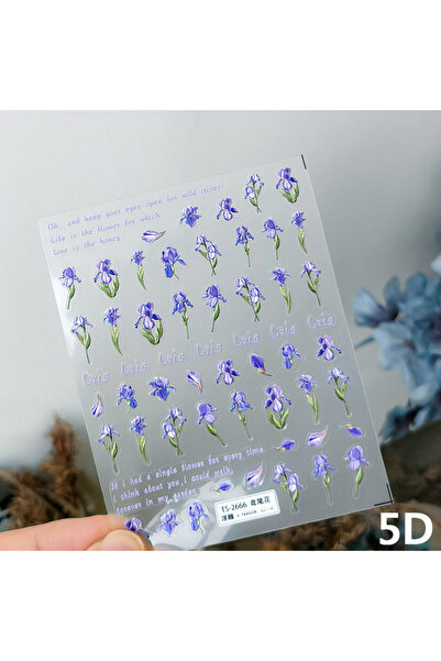 Choice1 NAILFYOU TS2666 5D Purple Iris Nail Stickers Soft Embossed Self-Adhes...