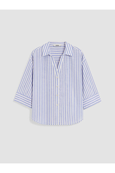 LC Waikiki Vizyon New Season Striped Linen Blend Women's Shirt