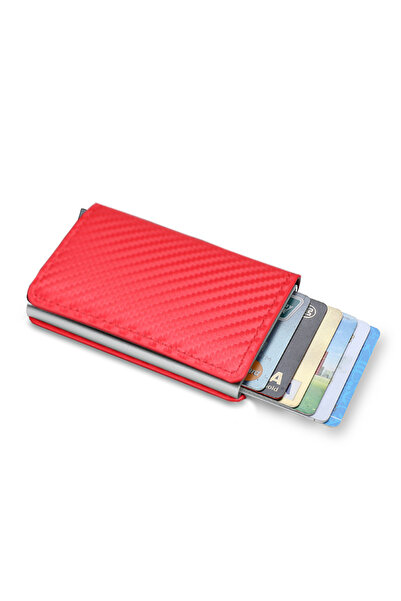 Choice11 Carbon Red Rfid Aluminum Men Wallet Card Holder Purse Carbon Fiber P...