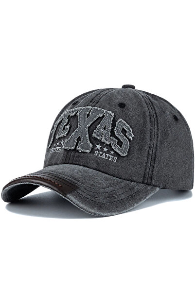 Choice 56cm-60cm Black Unisex Vintage Classic Baseball Cap TEXAS Letter Embro...