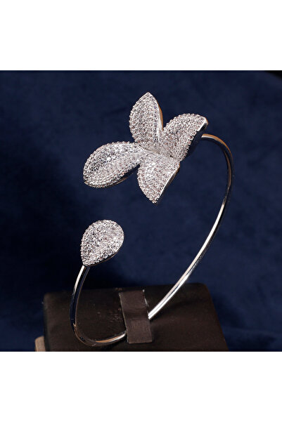 Choice1 Sliver Color ZAKOL Classic Micro Paved Full Cubic Zirconia Leaves Cuf...