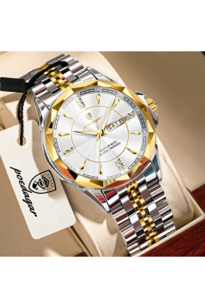 choice2 674 Gold White Top Original Man Clock Waterproof Luminous Business Qu...