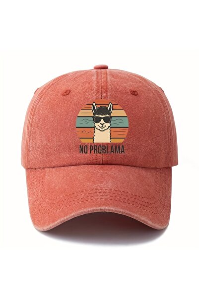 Choice6 Adjustable Orange Male and female cartoon alpaca baseball cap with cu...