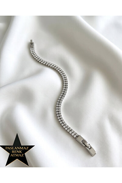 XUPING JEWELRY سوار نسائي من Xuping مرصع بحجر الزركون باللون الذهبي الأبيض بت...