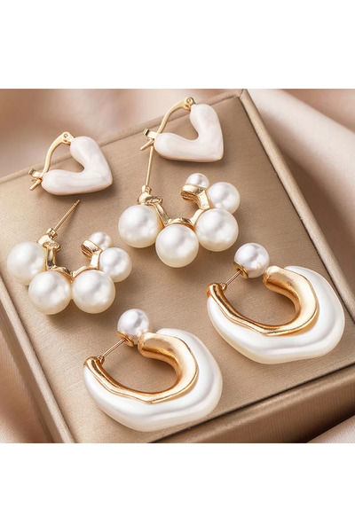 Choice3 AYA 3PCS3 3 Pcs Vintage Heart Earring Set For Women Girls Simple Imit...