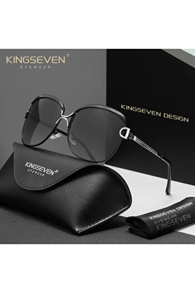 Choice3 نظارات شمسية نسائية من KINGSEVEN باللون الأسود والرمادي، مستقطبة ومضا...