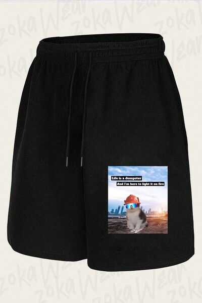 ZOKAWEAR شورت مطبوع بتصميم Beans Dumpster Fire للجنسين