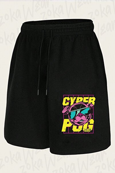 ZOKAWEAR Unisex Cyber Pug Design Printed Shorts