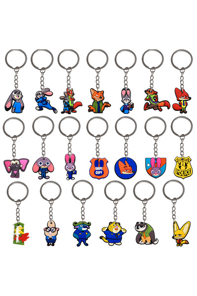 Choice 8 cm 20pcs set Disney Zootopia 2D Key Chain 20 Designs Soft Flat Penda...