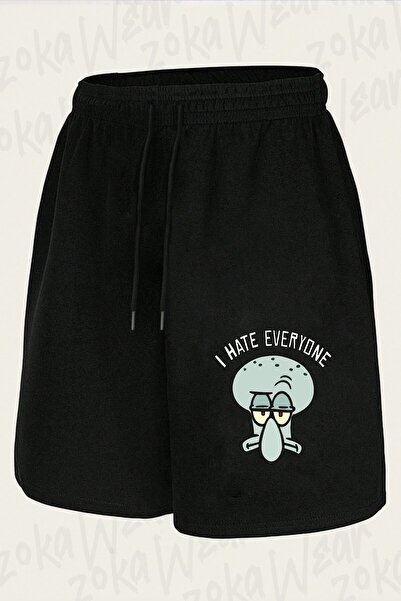 ZOKAWEAR شورت مطبوع بتصميم I Hate Everyone للجنسين