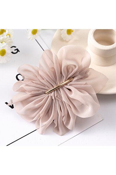 Choice 3 light brown Big Spring Hair Claw Clips Women Metal Chiffon Flowers P...