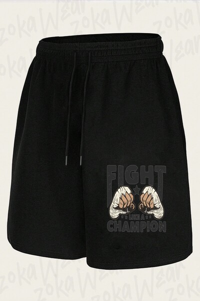 ZOKAWEAR Unisex Σορτς με στάμπα με σχέδιο Fight Like A Champion
