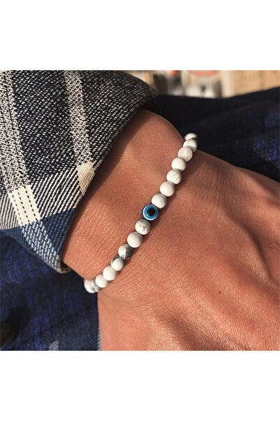 Choice4 BR23Y0451-1 6mm Natural Stone Blue Evil Eye Beaded Bracelets For Men ...