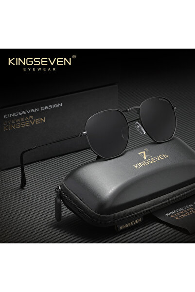 Choice4 نظارات شمسية كلاسيكية من KINGSEVEN باللونين الأسود والرمادي، إطار دائ...