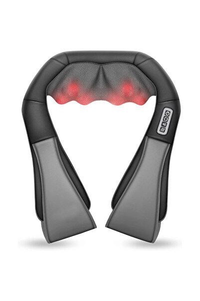 choice2 EU Plug Black Gray 4 Button Heated U-Shape Shiatsu Neck and Shoulder ...