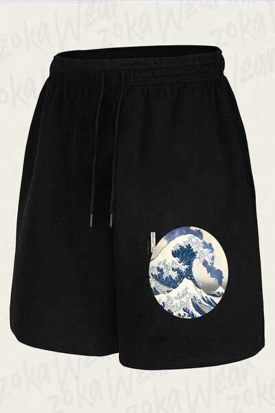 ZOKAWEAR شورت مطبوع بتصميم Great Wave Off Of Kanagawa للجنسين