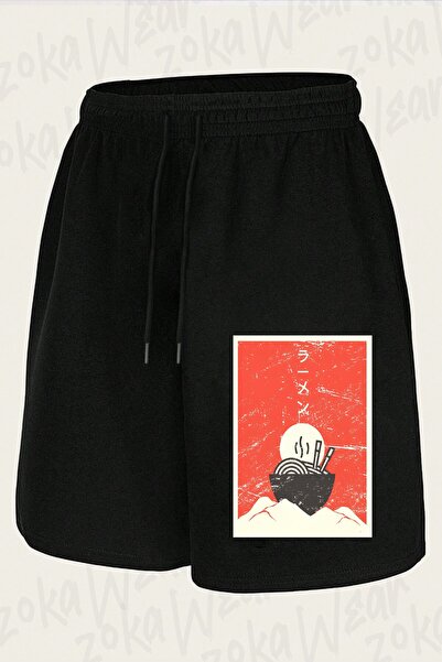 ZOKAWEAR Unisex Vintage Japanese Ramen Design Printed Shorts