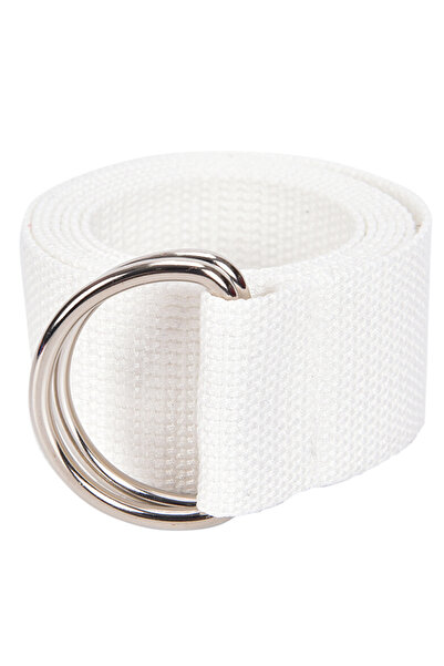 Choice1 White Unisex Casual Double D-Rings Nylon Canvas Stripes Buckle Waistb...