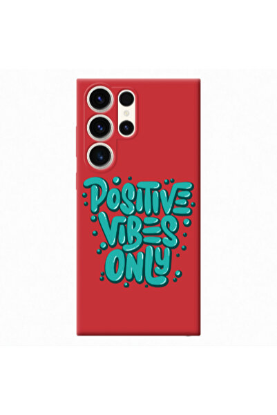 Other Samsung S23 Ultra Positive Vibes Only Red Colored Silicone TPU Θήκη
