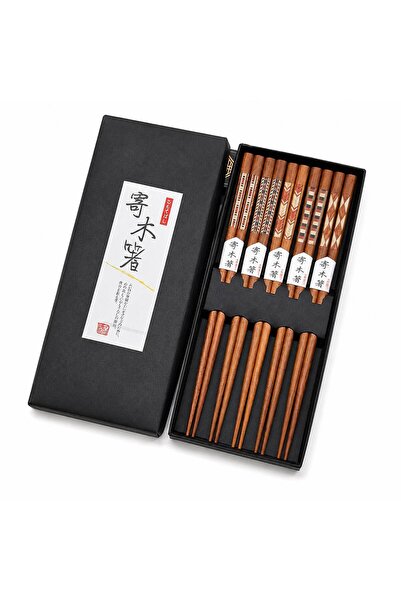 valkyrie 5 Pairs of Wooden 22.5cm Chopsticks Set with Gift Box Japanese Chine...