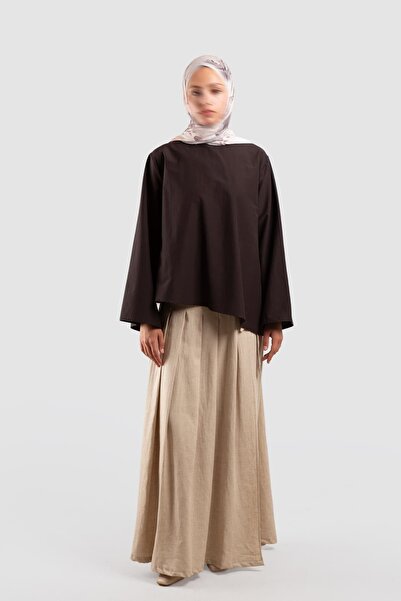 Emare Pile Detailed Linen Trouser Skirt