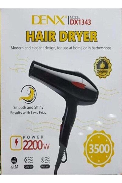 Denx 2-Speed Hair Dryer, 2200 Watts, Cool/Warm Air, Black