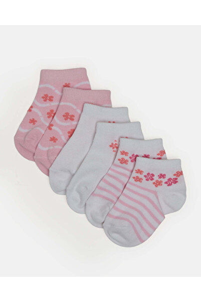 REDTAG Infant Girls Assorted Ankle Length Socks 3 Piece Set