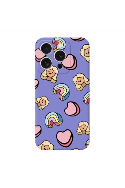 Other Apple iPhone 15 Pro Max Girl rainbow and hearts Purple Colored Silicone...
