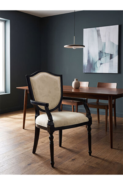 Gazzini Furniture Kupa Klasik Kolçaklı Ahşap Sandalye