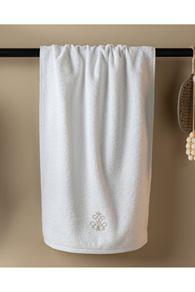 Madame Coco Marene 100% Cotton Embroidered Face Towel - White/Beige - 50X76 cm