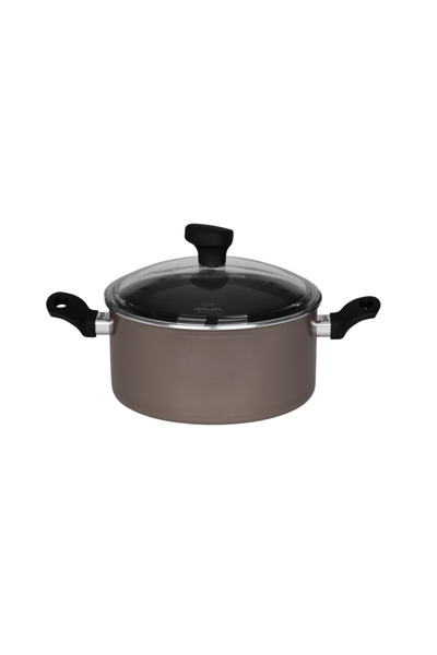 Fest Oală antiaderentă maro cu capac Flow 22 cm 4 L