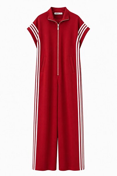 HANIQA Sleeveless Stripe Detailed Zippered Jumpsuit