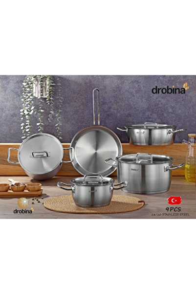 drobina Drobinna Cookware Set Stainless Steel Turkish 18/10 Stainless Steel N...