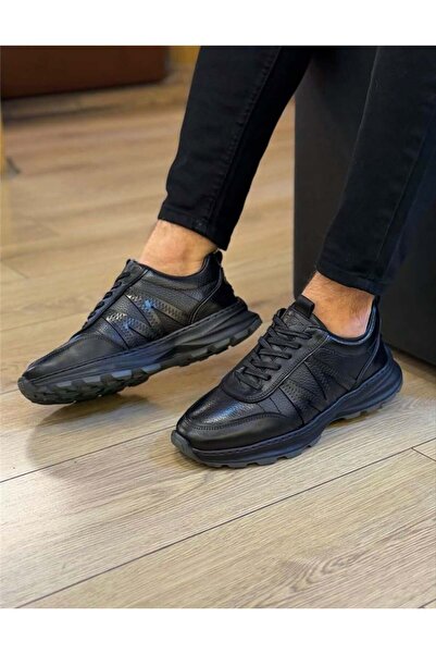 Parlak Günlük Hakiki Deri Sneakers Ayakkabı