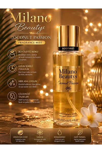 MİLANO BEAUTYS Vücut Spreyi Body Mist Coconut Passion