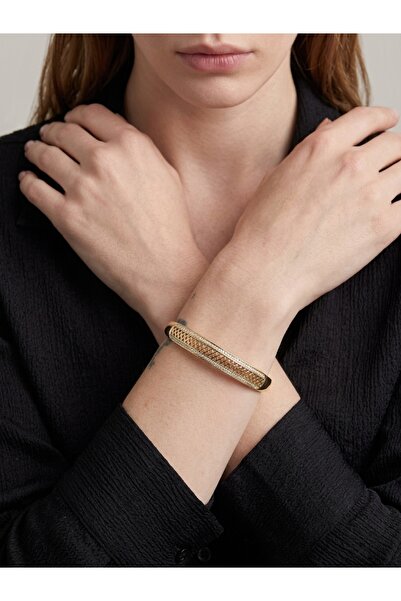 Çi & Sİ Luxury Accessory Gold Renk Kafes İşlemeli Taş Detaylı Modern XUPİNG B...