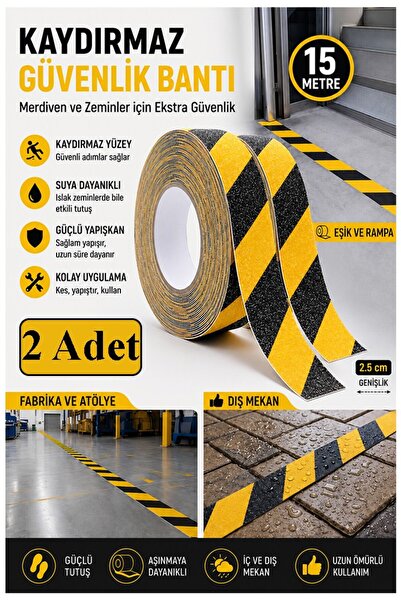 Artmaster Traka protiv klizanja za stepenice žuta crna 25 mm 2 komada Mas sig...