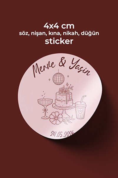 To Design Lab 4x4 cm - 150 adet / Nikah - Düğün - Nişan - Söz - Kına Hediyeli...