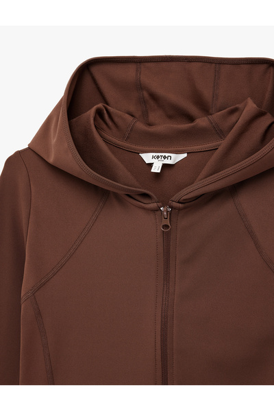 Koton Slim Fit Kapüşonlu Fermuarlı Spor Sweatshirt