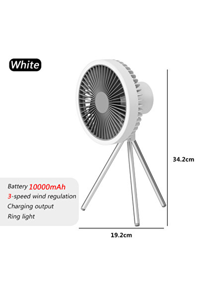 Choice3 White 10000mAh Outdoor Camping Rechargeable Fan Portable Office Wirel...