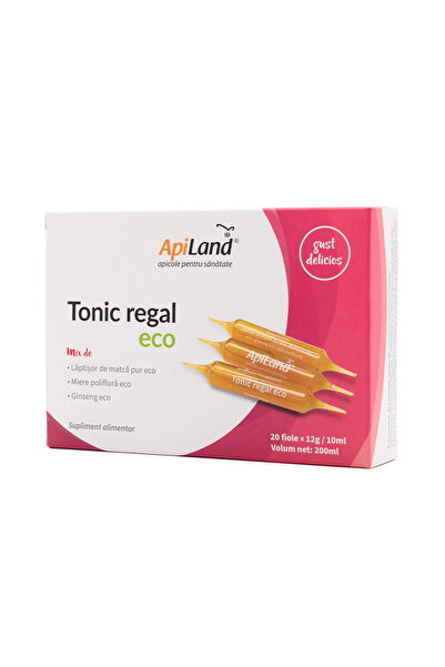 Apiland Tonic Regal cu Laptisor de Matca Pur, Miere si Ginseng /Bio 20 fiole ...