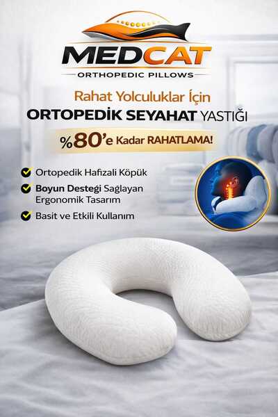 Seyahat Boyun Yastığı Ortopedik Tatil Yastığı Beyaz Kılıflı