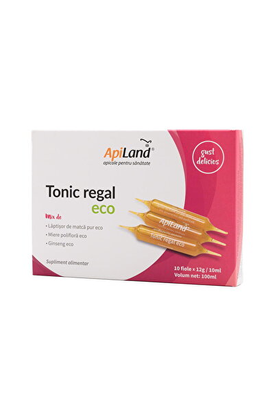 Apiland Tonic Regal cu Laptisor de Matca Pur, Miere si Ginseng /Bio 10 fiole ...