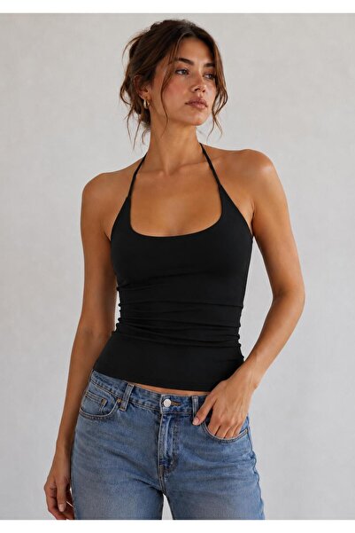 MEGOMEL Halter Neck Knitted 95% Cotton Blouse