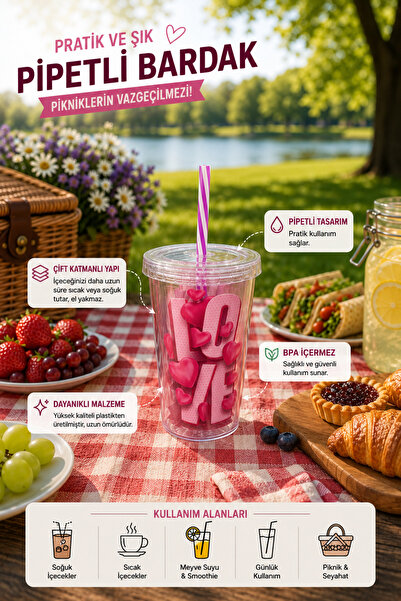 MİMOZA PARK 480 ml Crystal Double Wall Heat Resistant Hot and Cold Beverage C...